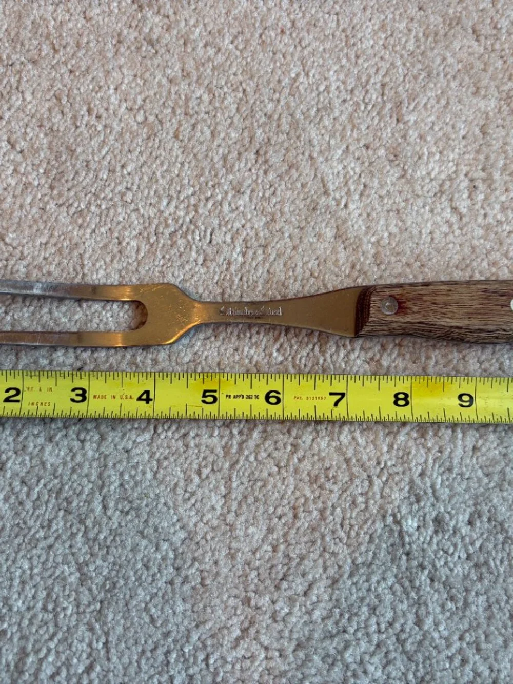 Interpur Stainless Steel Carving Knives & Meat Fork Lot of 3 Wood Handles Japan
